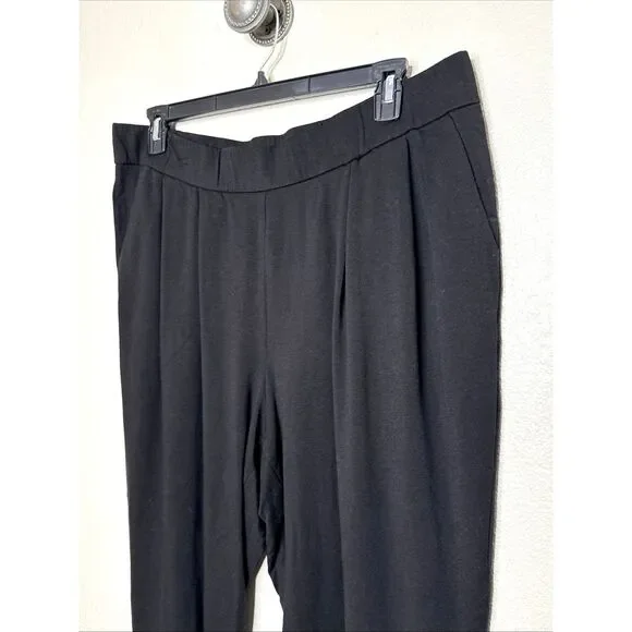 Eileen Fisher 1X Jersy Knit Slouchy Jogger Pants Size Black Pleats Soft Lounge - Picture 2 of 9